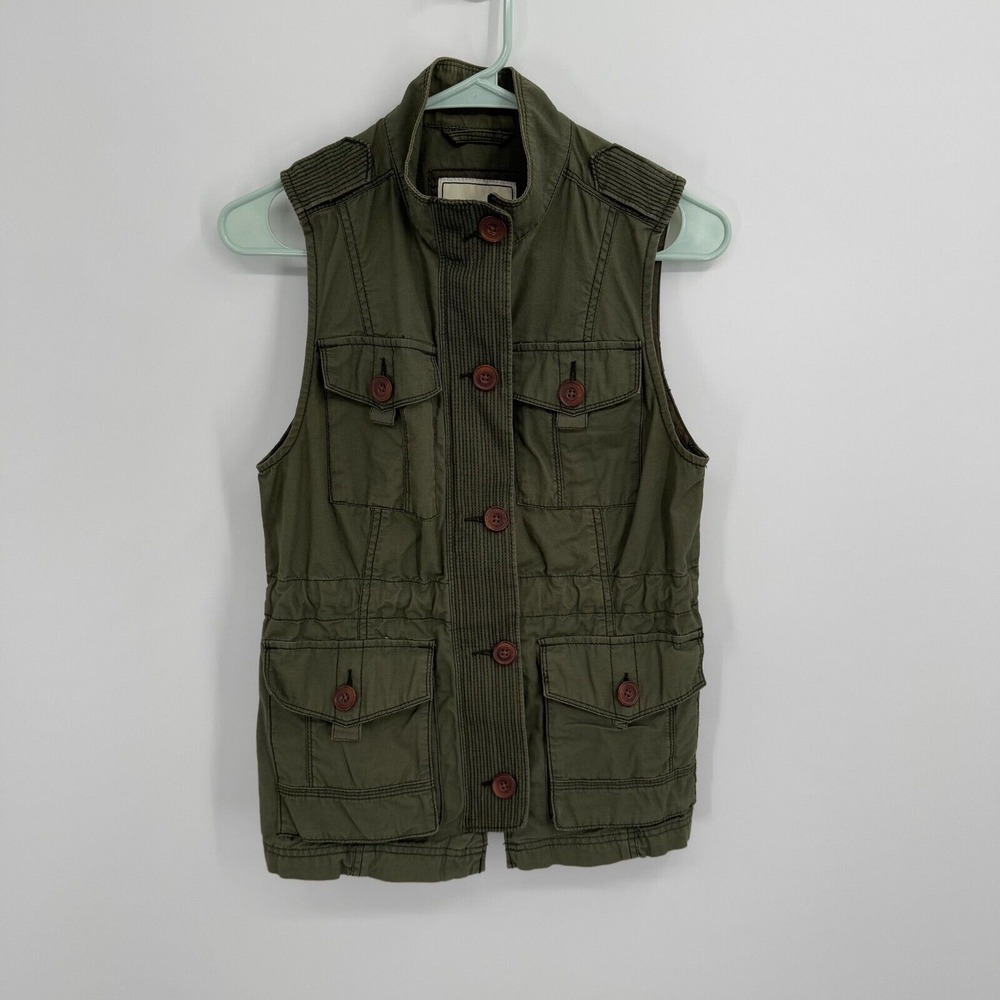 Abercrombie & Fitch Womens Utility Outerwear Vest Size Small Green Sleeveless